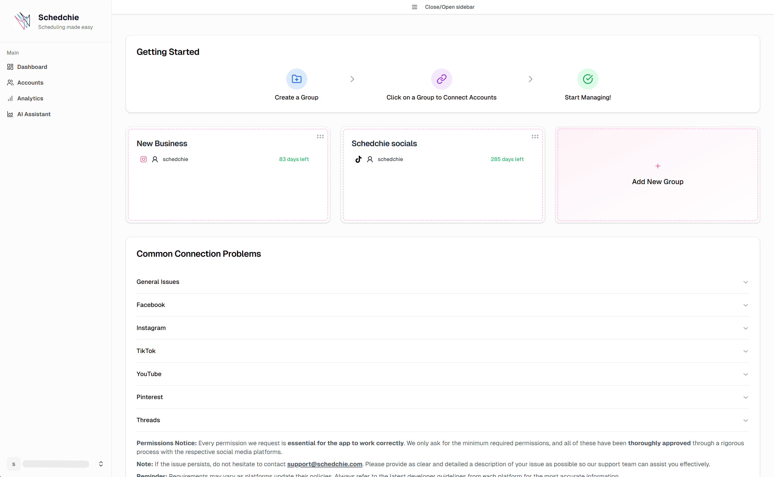 Account Groups Dashboard